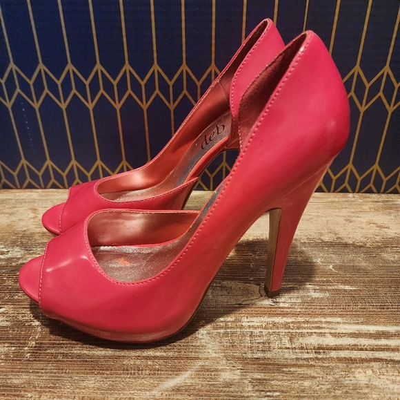 Hot Pink Deb Peep Toe Heels - Picture 2 of 8
